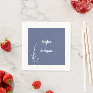 Minimalist Blue and White Wedding  Napkin