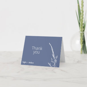 Minimalist Blue and White Wedding Thank You Card