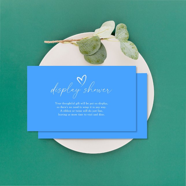 Minimalist blue baby shower display shower enclosure card (Creator Uploaded)