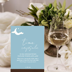Minimalist blue Baby Shower Time Capsule Sign