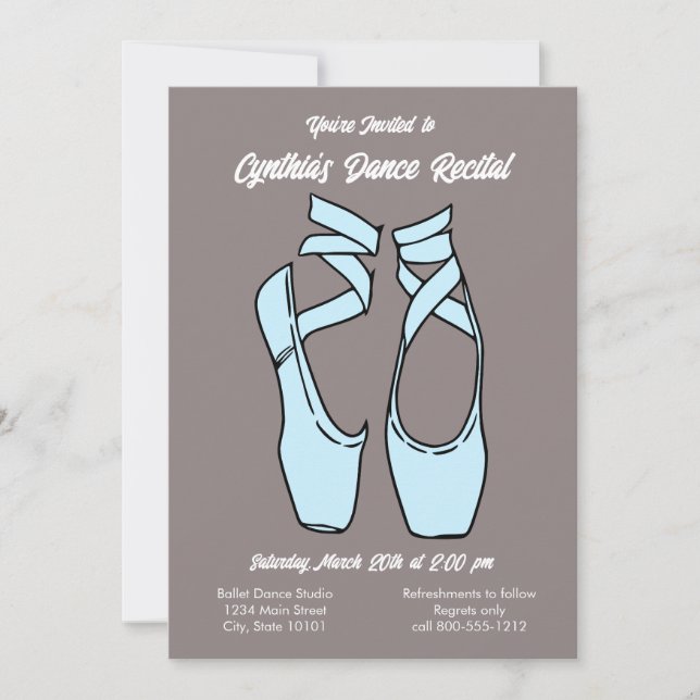 Minimalist Blue Ballet Dance Recital Invitation (Front)