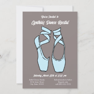 Minimalist Blue Ballet Dance Recital Invitation