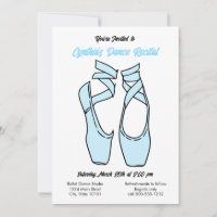 Minimalist Blue Ballet Dance Recital Invitation