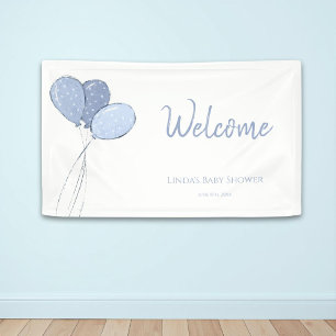 Minimalist Blue Balloons Baby Shower Welcome Banner