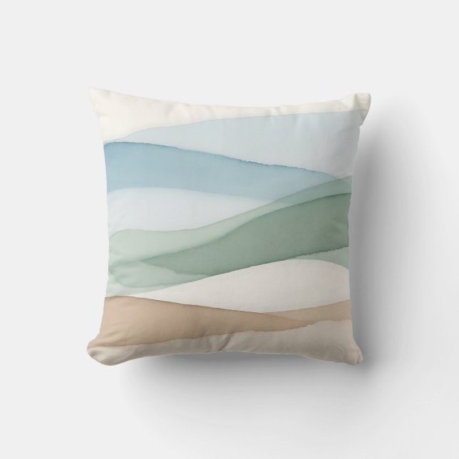 Minimalist Blue Beige Landscape Cushion (Front)