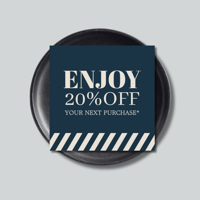 Minimalist Blue Beige Stripes Holiday Coupon (Creator Uploaded)