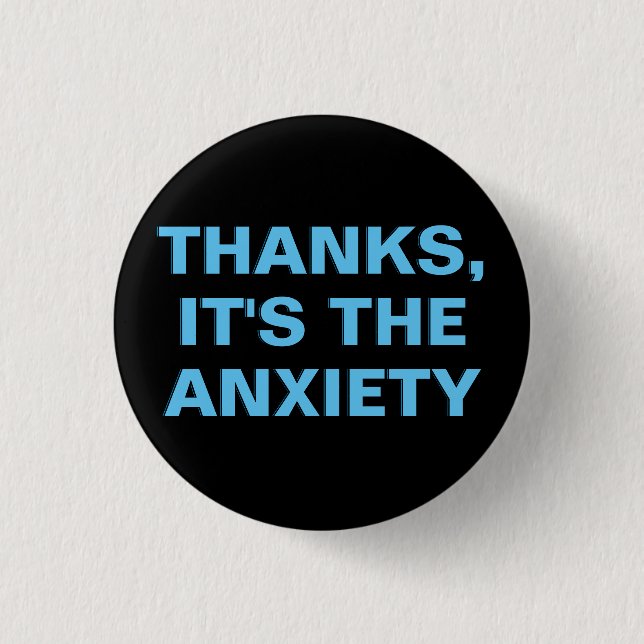 Minimalist Blue Black Mental Health Anxiety  3 Cm Round Badge (Front)