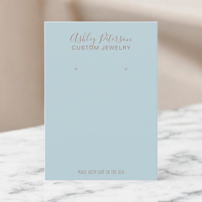 Minimalist blue brown jewellery earring display business card (Minimalist blue brown jewelry earring display business card)