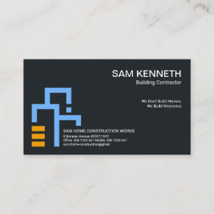 Minimalist Blue Building Blocks Construction Business Card