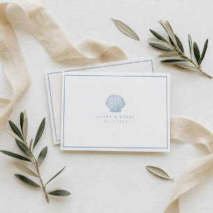 Minimalist Blue Coastal Wedding Online RSVP Enclosure Card