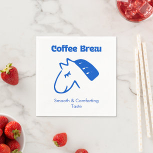 Minimalist Blue Coffee Logo Napkin