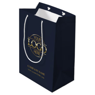 Minimalist Blue Corporate Company Business Logo Medium Gift Bag