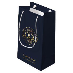 Minimalist Blue Corporate Company Business Logo Small Gift Bag