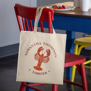 Minimalist Blue Crab Simple Nautical Red Lobster Tote Bag