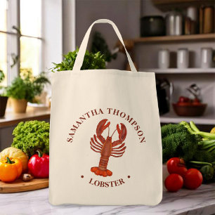 Minimalist Blue Crab Simple Nautical Red Lobster Tote Bag