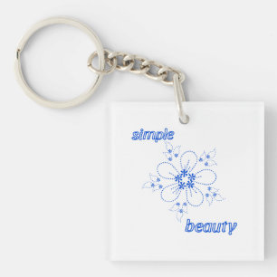 Minimalist Blue Dashed Line Art Acrylic Keychain –