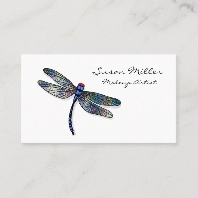 Minimalist Blue Dragonfly Appointment Card (Front)