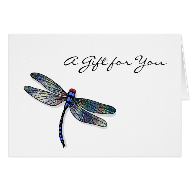 Minimalist Blue Dragonfly Gift Certificate (Front Horizontal)