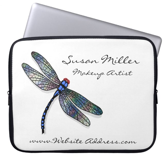 Minimalist Blue Dragonfly Laptop Sleeve (Front)