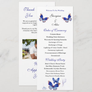 Minimalist Blue Editable Photo Wedding Program Programme