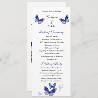 Minimalist Blue Editable Photo Wedding Program Programme