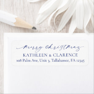 Minimalist Blue Elegant Christmas Return Address