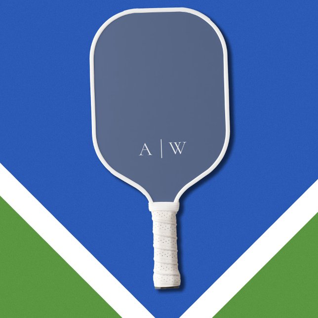 Minimalist Blue Elegant Monogram Pickleball Paddle (Creator Uploaded)