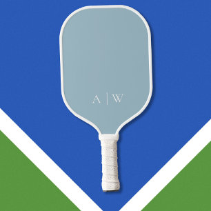 Minimalist Blue Elegant Monogram Pickleball Paddle