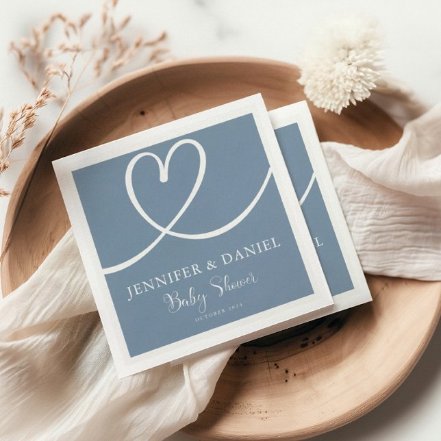Minimalist Blue Elegant Oh Baby Shower Napkin (Creator Uploaded)