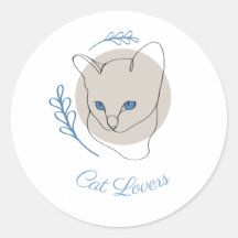 Minimalist Blue Eyed Cat Line Art
