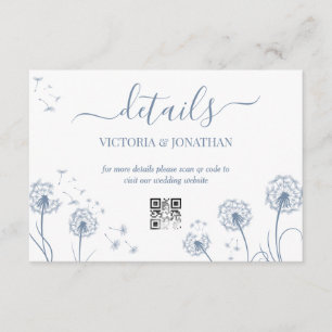 MInimalist Blue Floral Wedding Details Enclosure Card