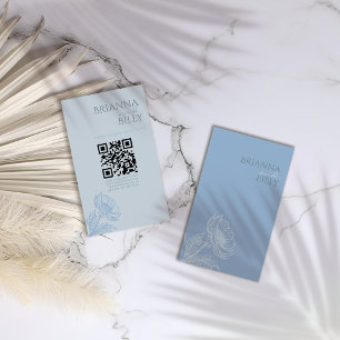 Minimalist Blue Floral Wedding Enclosure Card