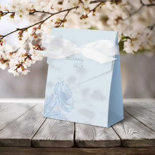 Minimalist Blue Floral Wedding Favor Boxes