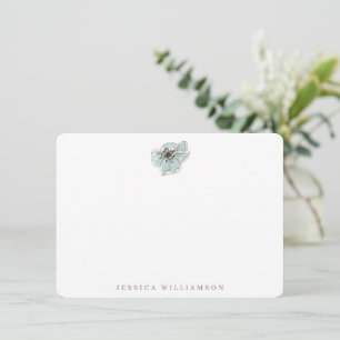 Minimalist Blue Flower Personalised Stationery Card