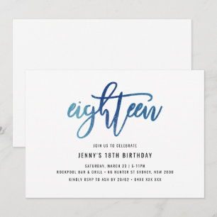 Minimalist Blue Foil 18th Birthday Invitation