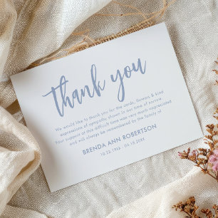 Minimalist Blue Funeral Thank You Card