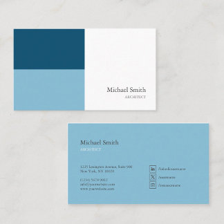 minimalist blue geometric blocks business card