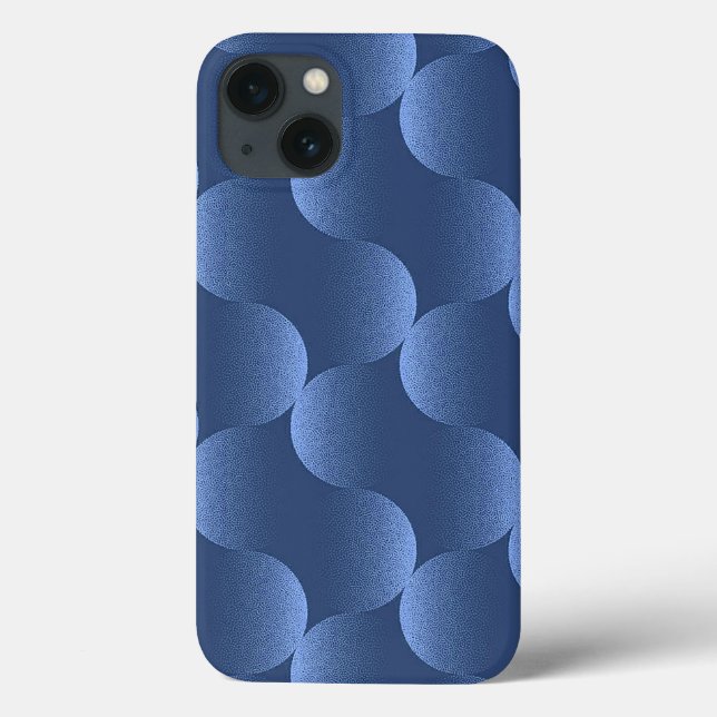 Minimalist Blue Geometric Wave Pattern Matte Case-Mate iPhone Case (Back)