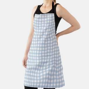 Minimalist Blue Gingham Plaid Pattern Apron
