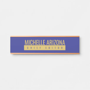 Minimalist Blue & Gold Color Professional Modern  Door Sign