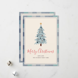 Minimalist Blue Gray Scandi Photo Christmas Card 