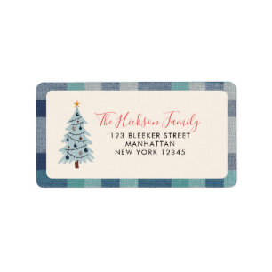 Minimalist Blue Gray Scandi Tree Label