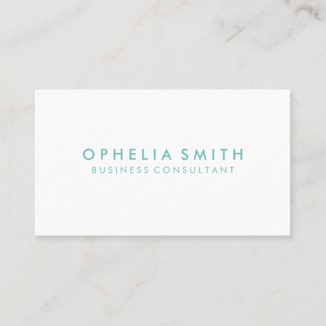 Minimalist Blue Green Text Business Card (Front)