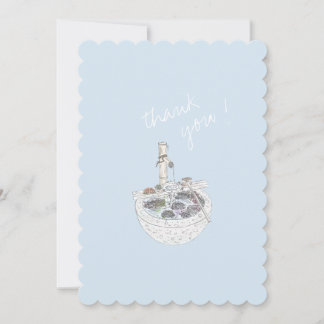 Minimalist Blue Handdrawn Thank You Postcard