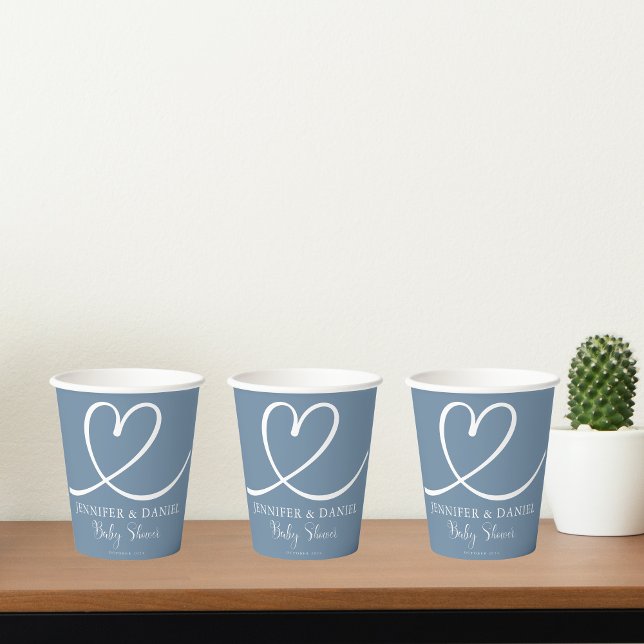 Minimalist Blue Handwritten Elegant Boho Paper Cups (Creator Uploaded)
