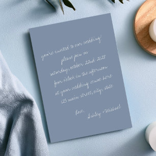 Minimalist Blue Handwritten Letter Wedding Invitation