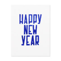 Minimalist Blue Happy New Year Postcard Painting