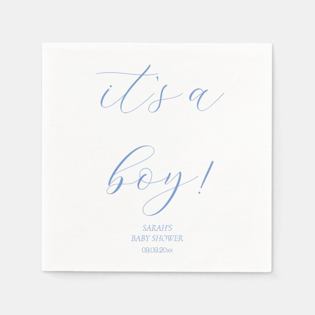 Minimalist Blue It's a Boy Baby Shower Cute  Napkin (Front)