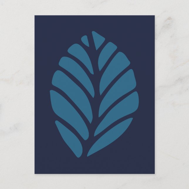 Minimalist Blue Leaf  Postcard (Front)