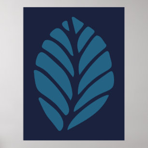 Minimalist Blue Leaf  Poster